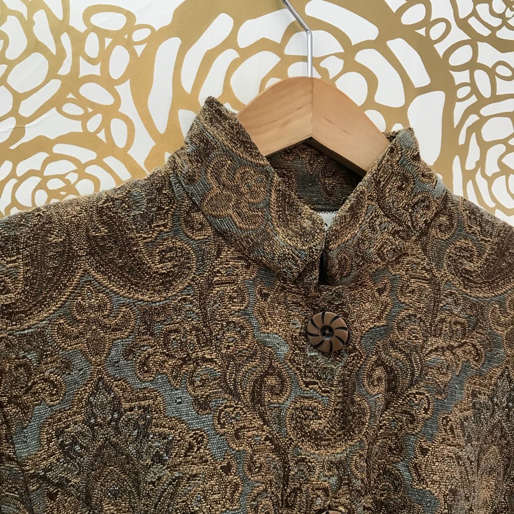 Flashback Tapestry Jacket Blue Brown Paisley Print - image 4